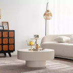 Maxax Table basse ronde moderne blanche, table d'appoint en bois de 34,25 pouces. Table basse d'appoint contemporaine pour salon, appartement, bureau