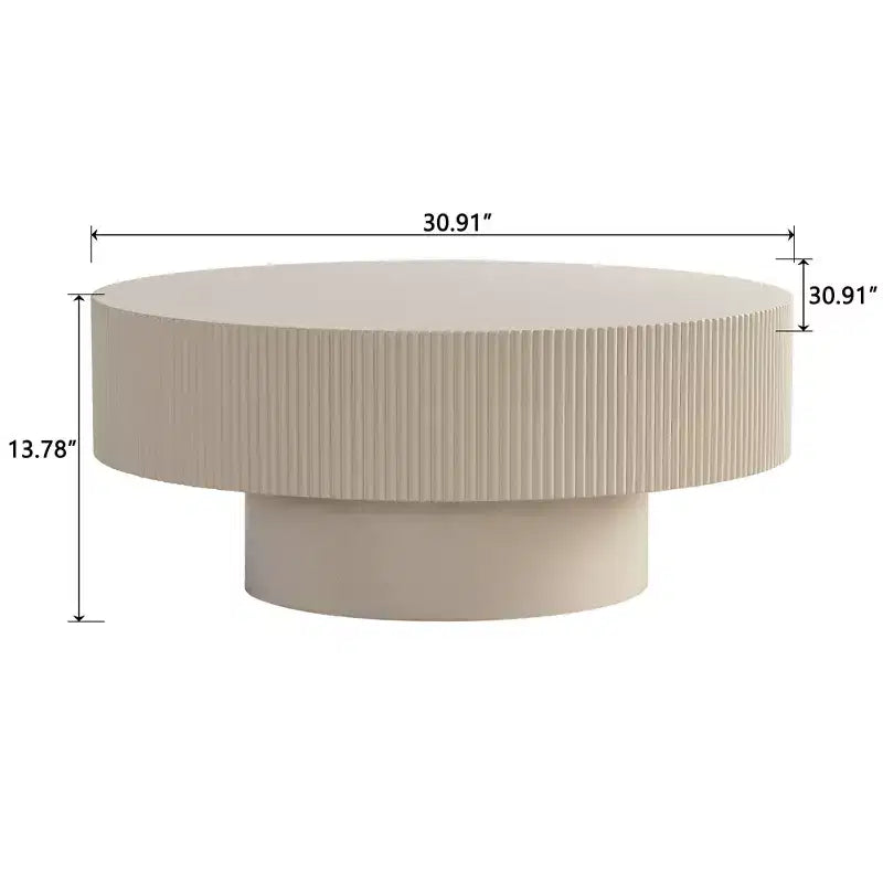 Maxax Table basse ronde moderne blanche, table d'appoint en bois de 34,25 pouces. Table basse d'appoint contemporaine pour salon, appartement, bureau