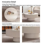 Maxax Table basse ronde moderne blanche, table d'appoint en bois de 34,25 pouces. Table basse d'appoint contemporaine pour salon, appartement, bureau