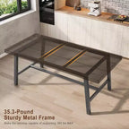 Table à manger de style industriel pour 6 à 8 personnes, table de cuisine en bois de 180 cm de long avec cadre métallique durable, finition noire, pour salle à manger ou cuisine