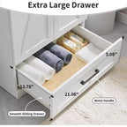 Meuble-lavabo de salle de bain Mastgoal 24 style ferme avec évier, commode de salle de bain avec grand tiroir de rangement