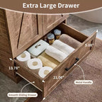 Meuble-lavabo de salle de bain Mastgoal 24 style ferme avec évier, commode de salle de bain avec grand tiroir de rangement