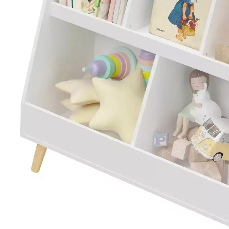 Étagère de Rangement pour Livres et Jouets Moderne pour Enfants, Organisateur de Rangement à 2 Niveaux avec 5 Casier, Bacs Ouverts, Cadeau d'Anniversaire de Noël