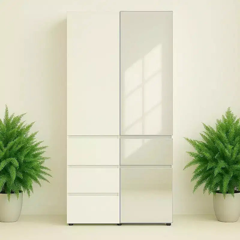 HomeStock 70,9 po H x 17,72 po L Système de rangement de placard en bois composite blanc pour rangement universel avec bacs de rangement