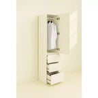 HomeStock 70,9 po H x 17,72 po L Système de rangement de placard en bois composite blanc pour rangement universel avec bacs de rangement