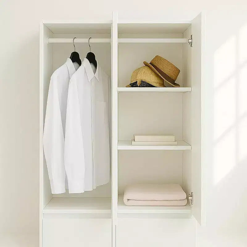 HomeStock 70,9 po H x 17,72 po L Système de rangement de placard en bois composite blanc pour rangement universel avec bacs de rangement
