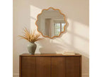 Miroir ondulé avec cadre en bois festonné