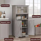 Meuble de rangement de salle de bain, meuble de rangement de linge autonome avec portes et étagères, meuble de rangement de cuisine en bois, pour salon,