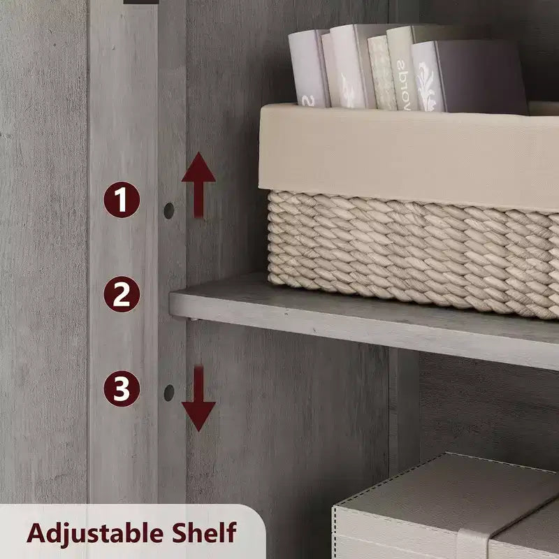 Meuble de rangement de salle de bain, meuble de rangement de linge autonome avec portes et étagères, meuble de rangement de cuisine en bois, pour salon,