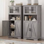 Meuble de rangement de salle de bain, meuble de rangement de linge autonome avec portes et étagères, meuble de rangement de cuisine en bois, pour salon,