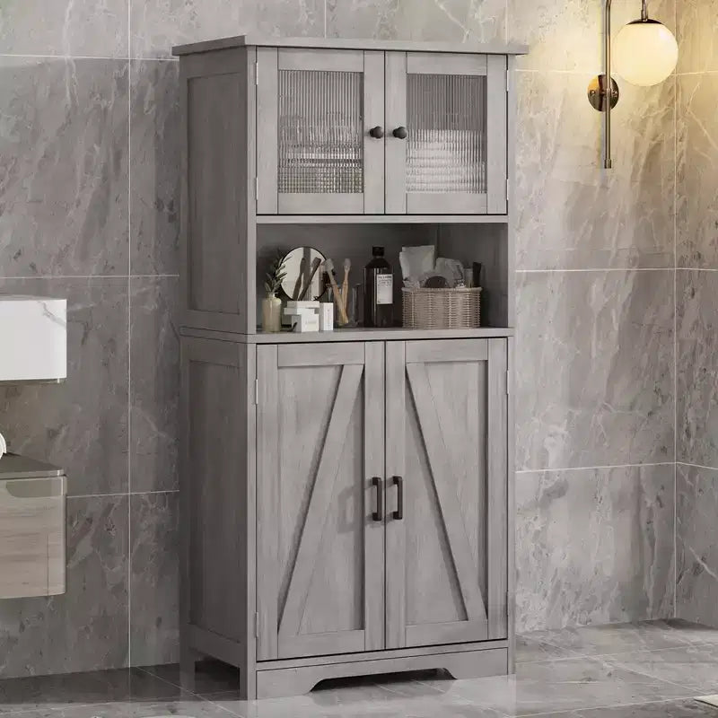 Meuble de rangement de salle de bain, meuble de rangement de linge autonome avec portes et étagères, meuble de rangement de cuisine en bois, pour salon,