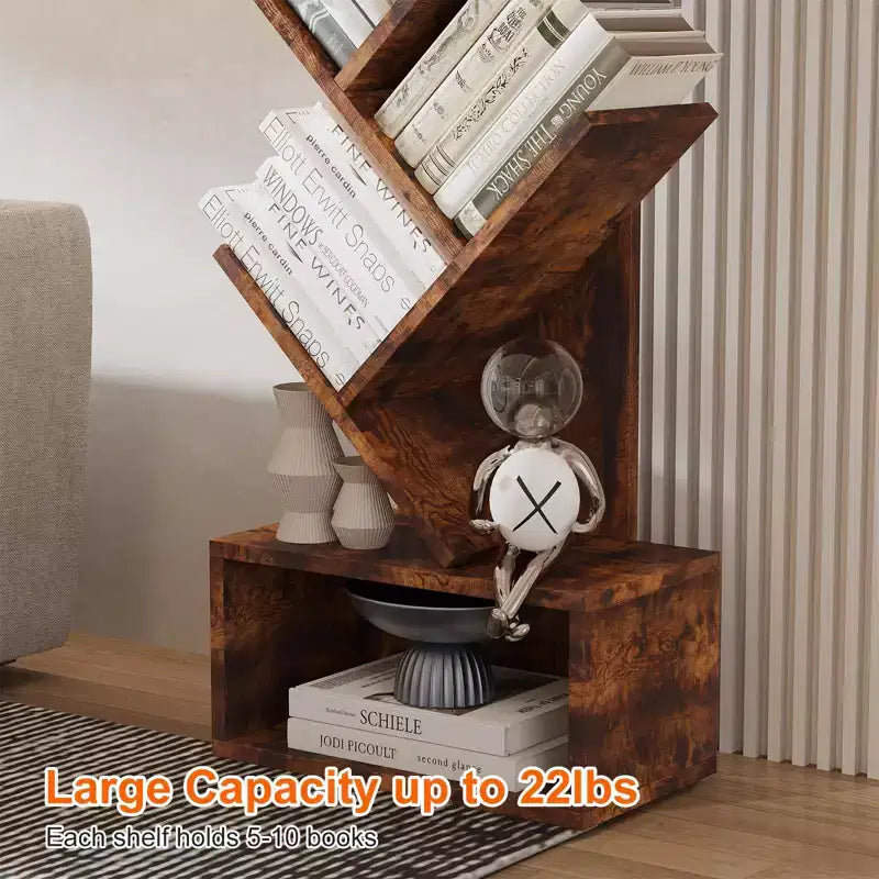 Étagère de rangement bibliothèque et étagère à livres en forme d'arbre – Étagère de rangement haute à 8 niveaux pour salon, chambre, bureau à domicile