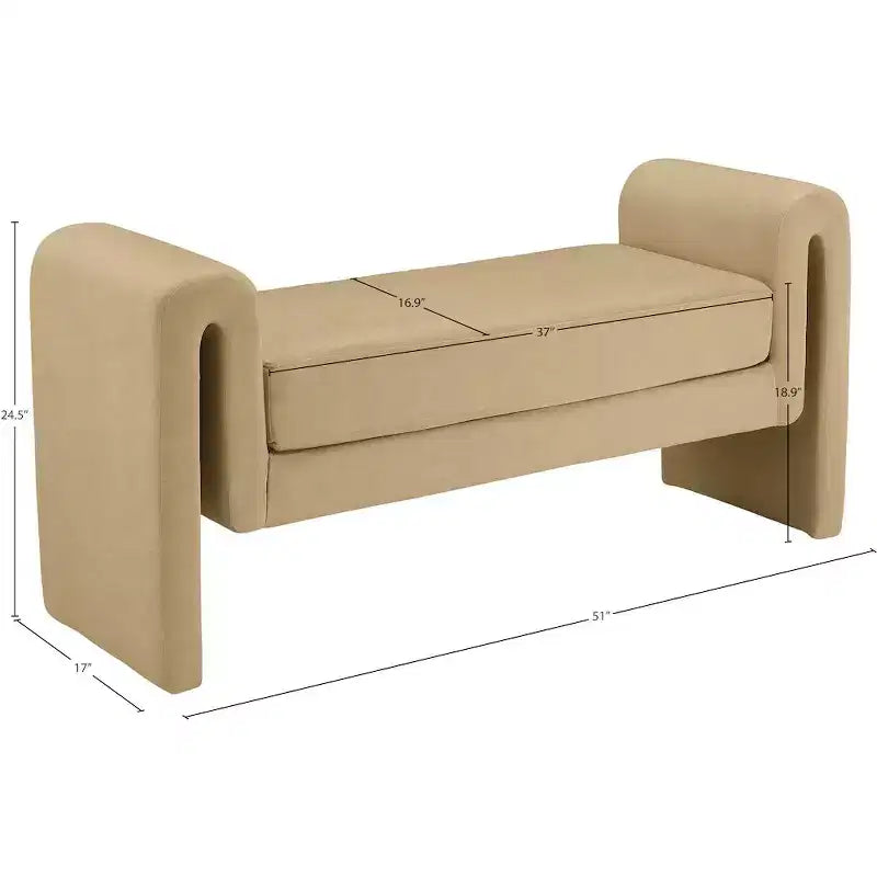 Meridian Furniture,Banc en velours Sloan
