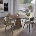 LeisureMod Clivo - Ensemble de 4 Chaises de Salle à Manger en Bois avec Siège Rembourré en Cuir, Dossier Ouvert Courbé - Cuisine Moderne, Salle à Manger, Café, Coin Repas