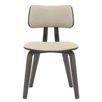 LeisureMod Clivo - Ensemble de 4 Chaises de Salle à Manger en Bois avec Siège Rembourré en Cuir, Dossier Ouvert Courbé - Cuisine Moderne, Salle à Manger, Café, Coin Repas
