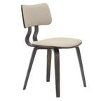 LeisureMod Clivo - Ensemble de 4 Chaises de Salle à Manger en Bois avec Siège Rembourré en Cuir, Dossier Ouvert Courbé - Cuisine Moderne, Salle à Manger, Café, Coin Repas