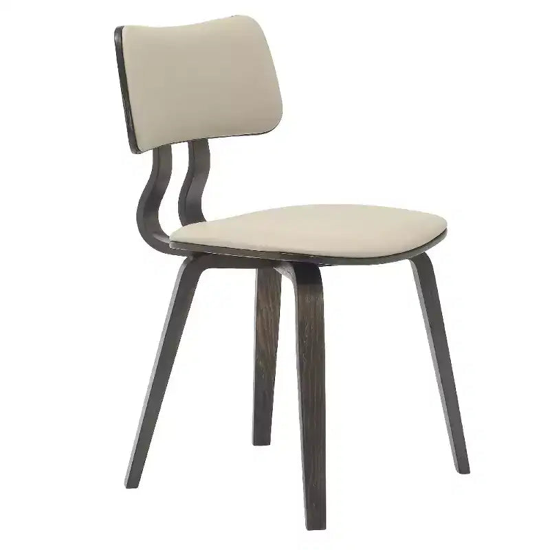 LeisureMod Clivo - Ensemble de 4 Chaises de Salle à Manger en Bois avec Siège Rembourré en Cuir, Dossier Ouvert Courbé - Cuisine Moderne, Salle à Manger, Café, Coin Repas