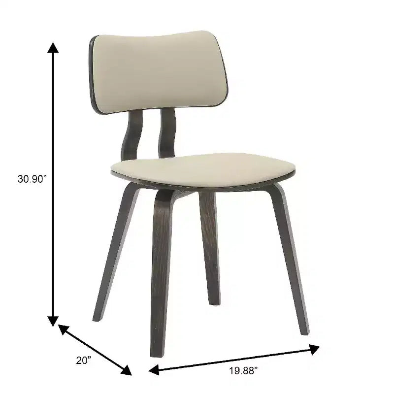 LeisureMod Clivo - Ensemble de 4 Chaises de Salle à Manger en Bois avec Siège Rembourré en Cuir, Dossier Ouvert Courbé - Cuisine Moderne, Salle à Manger, Café, Coin Repas
