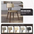 LeisureMod Clivo - Ensemble de 4 Chaises de Salle à Manger en Bois avec Siège Rembourré en Cuir, Dossier Ouvert Courbé - Cuisine Moderne, Salle à Manger, Café, Coin Repas