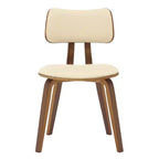 LeisureMod Clivo - Ensemble de 4 Chaises de Salle à Manger en Bois avec Siège Rembourré en Cuir, Dossier Ouvert Courbé - Cuisine Moderne, Salle à Manger, Café, Coin Repas