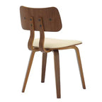 LeisureMod Clivo - Ensemble de 4 Chaises de Salle à Manger en Bois avec Siège Rembourré en Cuir, Dossier Ouvert Courbé - Cuisine Moderne, Salle à Manger, Café, Coin Repas