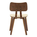 LeisureMod Clivo - Ensemble de 4 Chaises de Salle à Manger en Bois avec Siège Rembourré en Cuir, Dossier Ouvert Courbé - Cuisine Moderne, Salle à Manger, Café, Coin Repas
