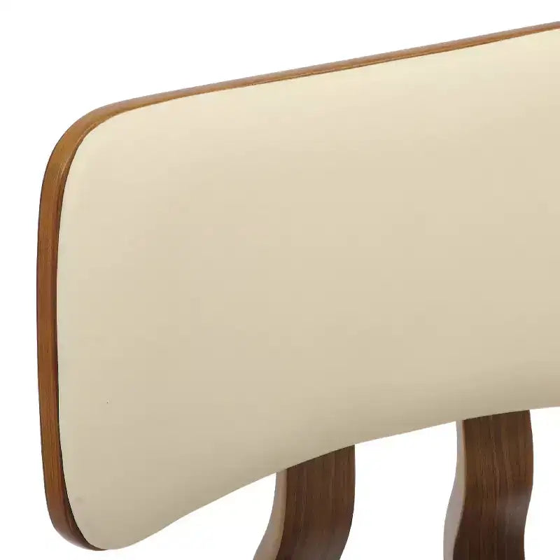 LeisureMod Clivo - Ensemble de 4 Chaises de Salle à Manger en Bois avec Siège Rembourré en Cuir, Dossier Ouvert Courbé - Cuisine Moderne, Salle à Manger, Café, Coin Repas