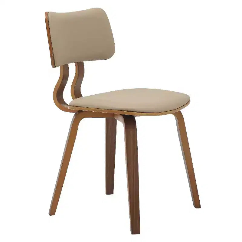 LeisureMod Clivo - Ensemble de 4 Chaises de Salle à Manger en Bois avec Siège Rembourré en Cuir, Dossier Ouvert Courbé - Cuisine Moderne, Salle à Manger, Café, Coin Repas