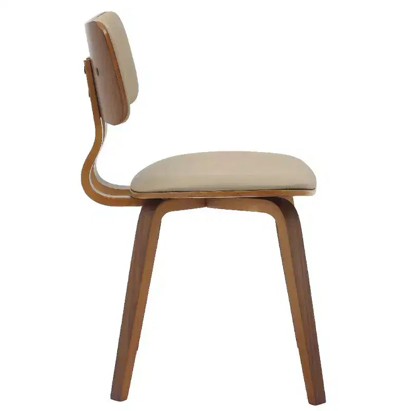 LeisureMod Clivo - Ensemble de 4 Chaises de Salle à Manger en Bois avec Siège Rembourré en Cuir, Dossier Ouvert Courbé - Cuisine Moderne, Salle à Manger, Café, Coin Repas