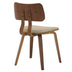 LeisureMod Clivo - Ensemble de 4 Chaises de Salle à Manger en Bois avec Siège Rembourré en Cuir, Dossier Ouvert Courbé - Cuisine Moderne, Salle à Manger, Café, Coin Repas