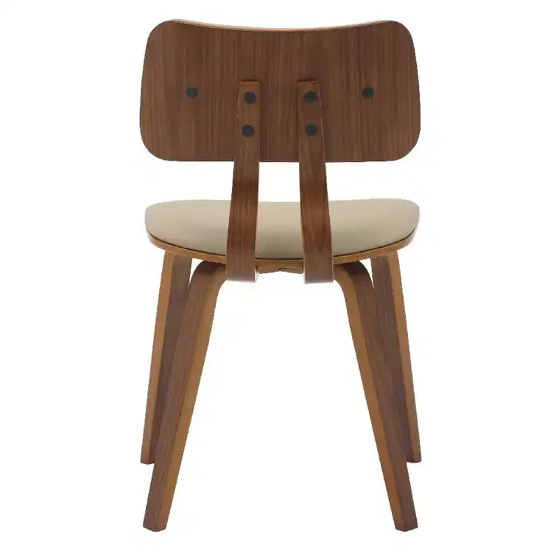 LeisureMod Clivo - Ensemble de 4 Chaises de Salle à Manger en Bois avec Siège Rembourré en Cuir, Dossier Ouvert Courbé - Cuisine Moderne, Salle à Manger, Café, Coin Repas