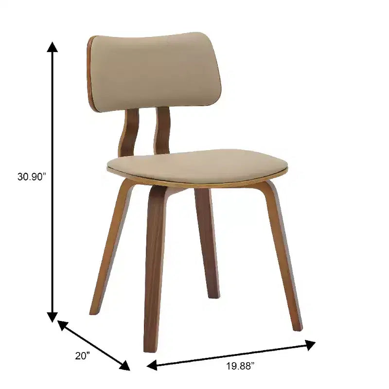 LeisureMod Clivo - Ensemble de 4 Chaises de Salle à Manger en Bois avec Siège Rembourré en Cuir, Dossier Ouvert Courbé - Cuisine Moderne, Salle à Manger, Café, Coin Repas