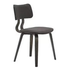 LeisureMod Clivo - Ensemble de 4 Chaises de Salle à Manger en Bois avec Siège Rembourré en Cuir, Dossier Ouvert Courbé - Cuisine Moderne, Salle à Manger, Café, Coin Repas