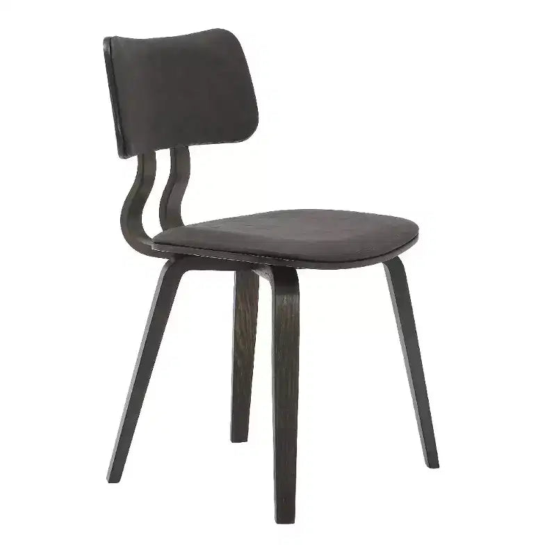 LeisureMod Clivo - Ensemble de 4 Chaises de Salle à Manger en Bois avec Siège Rembourré en Cuir, Dossier Ouvert Courbé - Cuisine Moderne, Salle à Manger, Café, Coin Repas