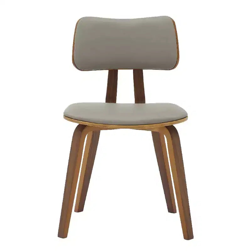 LeisureMod Clivo - Ensemble de 4 Chaises de Salle à Manger en Bois avec Siège Rembourré en Cuir, Dossier Ouvert Courbé - Cuisine Moderne, Salle à Manger, Café, Coin Repas