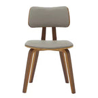 LeisureMod Clivo - Ensemble de 4 Chaises de Salle à Manger en Bois avec Siège Rembourré en Cuir, Dossier Ouvert Courbé - Cuisine Moderne, Salle à Manger, Café, Coin Repas
