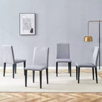 MAYEERTY Set of 4 Light Gray Linen Cotton Dining Chairs Versatile Comfortable Seating