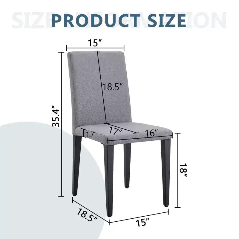 MAYEERTY Lot de 4 chaises de salle à manger en lin et coton gris clair, assise confortable et polyvalente