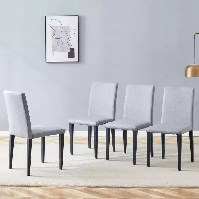 MAYEERTY Lot de 4 chaises de salle à manger en lin et coton gris clair, assise confortable et polyvalente