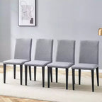 MAYEERTY Lot de 4 chaises de salle à manger en lin et coton gris clair, assise confortable et polyvalente