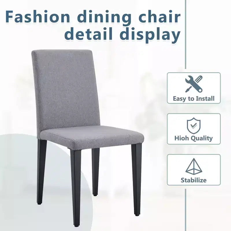 MAYEERTY Lot de 4 chaises de salle à manger en lin et coton gris clair, assise confortable et polyvalente
