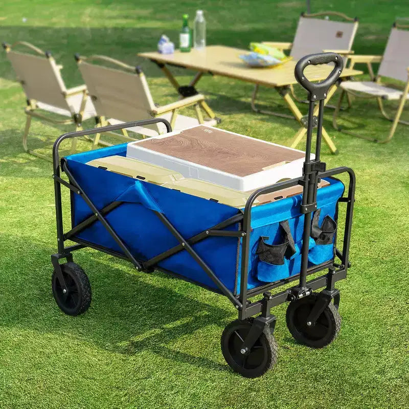Chariot pliant tout-terrain robuste – Capacité de 150 kg pour le camping/les courses