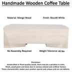 Table Basse Royal Hampton | 45 Table Rectangulaire en Bois de Mangue Faite à la Main | Base Solide Asymétrique