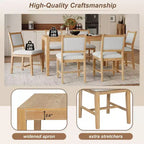 Ensemble de salle à manger Whisen Mid-Century 7 pièces pour 6 personnes, table en bois et chaises rembourrées confortables