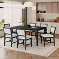 Whisen Mid-Century 7-Piece Dining Table Set for 6, Wood Table & Comfy Upholstered Chairs