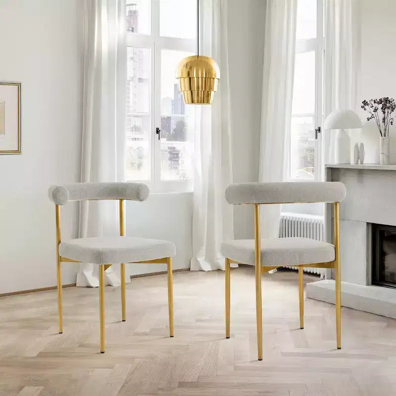 Armen Living, Chaise de salle à manger Shannon en acier inoxydable brossé doré
