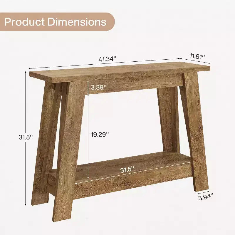 Console en bois Lantine 41,3 po, table d'entrée à 2 niveaux avec rangement, table de canapé derrière le canapé pour le salon, le couloir, le foyer