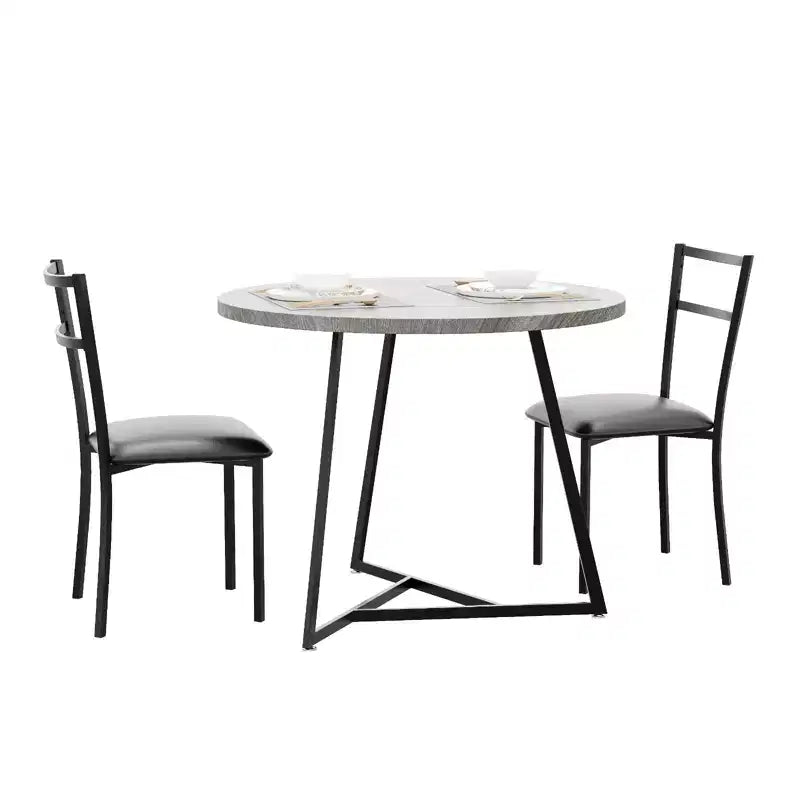 Ensemble de salle à manger rond 2 personnes – Table peu encombrante et chaises rembourrées, ensemble de cuisine moderne pour petits espaces