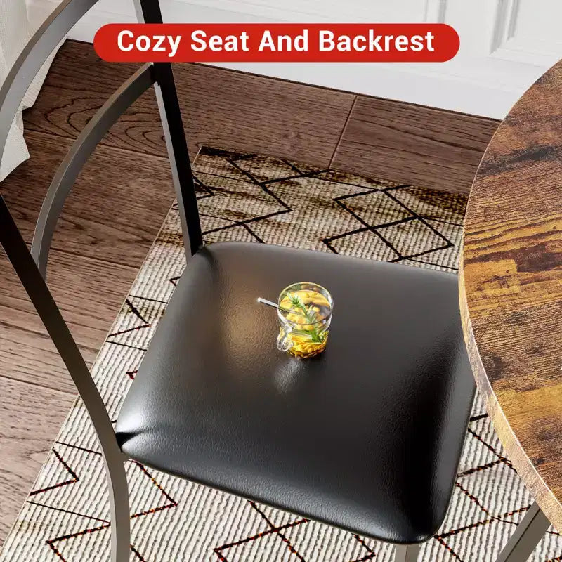 Ensemble de salle à manger rond 2 personnes – Table peu encombrante et chaises rembourrées, ensemble de cuisine moderne pour petits espaces