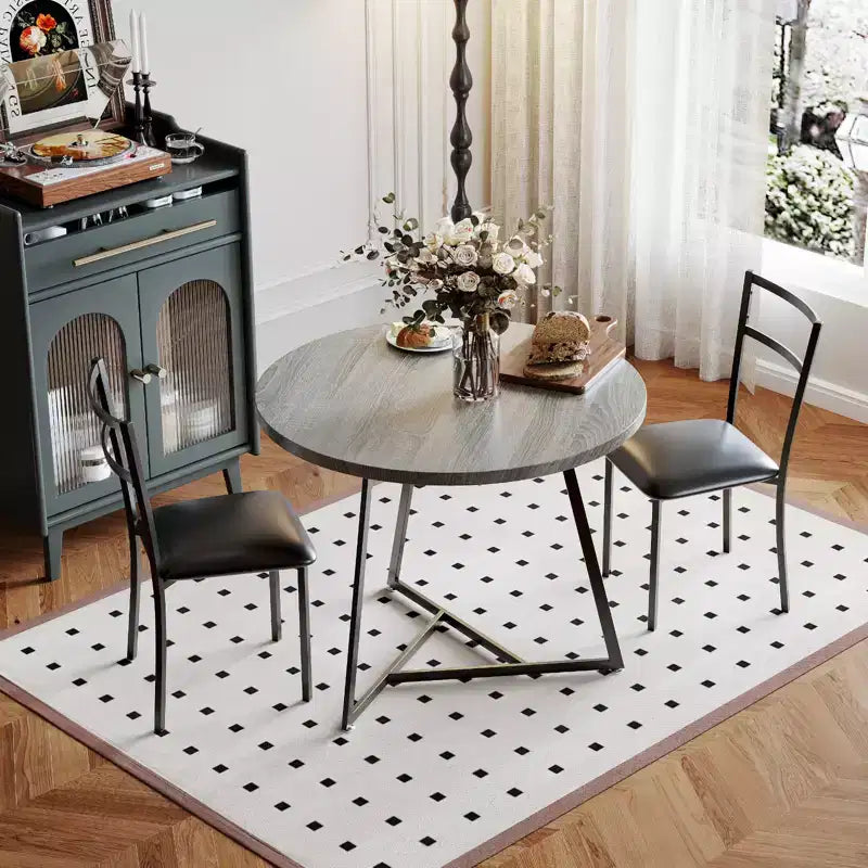 Ensemble de salle à manger rond 2 personnes – Table peu encombrante et chaises rembourrées, ensemble de cuisine moderne pour petits espaces